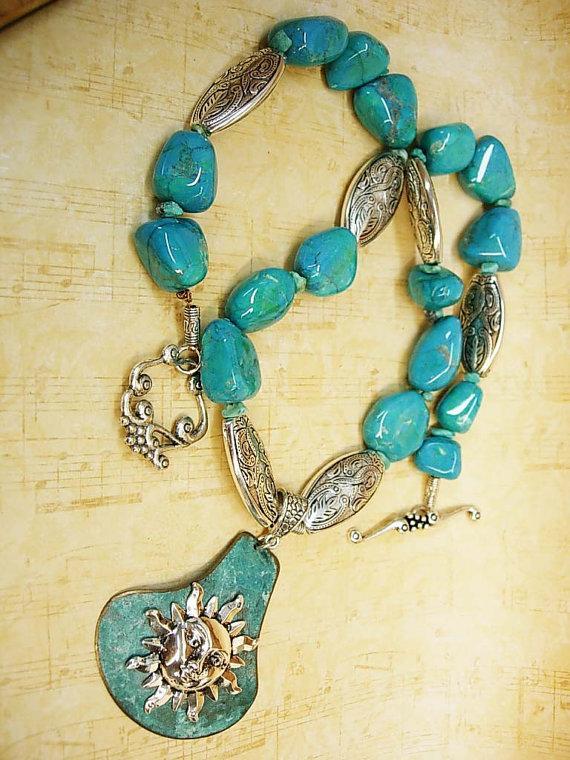 Cath Celestial sun goddess turquoise necklace