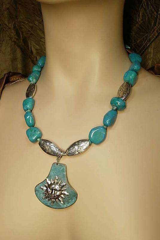 Cath Celestial sun goddess turquoise necklace