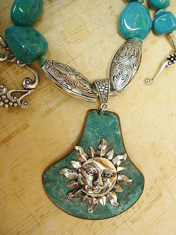 Cath Celestial sun goddess turquoise necklace