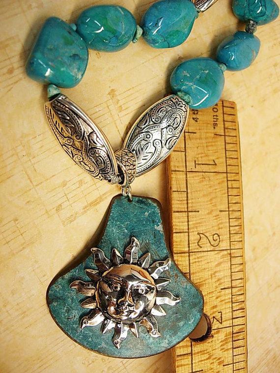 Cath Celestial sun goddess turquoise necklace