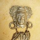 Vintage Asian brooch with earrings and chandelier drop necklace