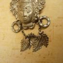 Vintage Asian brooch with earrings and chandelier drop necklace