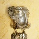 Vintage Asian brooch with earrings and chandelier drop necklace
