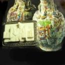 Vintage 1930's carved Ivory figural relief Chinese Man on bench filigree brooch