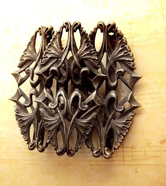 Bizzare Gothic antique creature sterling belt buckle