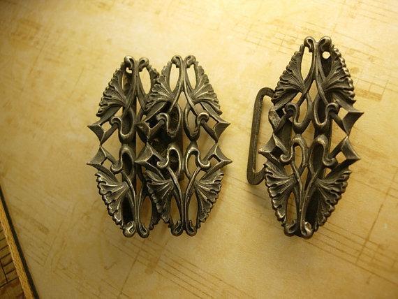 Bizzare Gothic antique creature sterling belt buckle