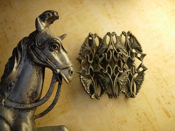 Bizzare Gothic antique creature sterling belt buckle