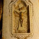 Vintage Celluloid child's prayer book catholic missal Communion book with scapular inside