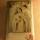 Vintage Celluloid child's prayer book catholic missal Communion book with scapular inside