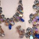GORGEOUS Blue Weiss Aurora borealis Glass necklace and earrings Fit for the NEW Queen