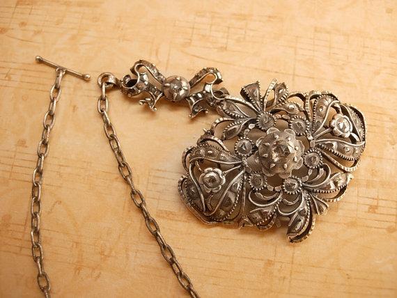 ANtique Georgian 63 Diamond choker hinged pendant sterling chain 1714-1811 or Tiara accessory