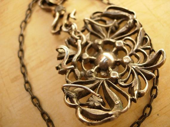 ANtique Georgian 63 Diamond choker hinged pendant sterling chain 1714-1811 or Tiara accessory