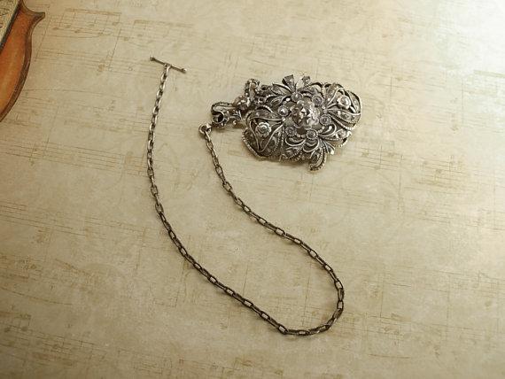 ANtique Georgian 63 Diamond choker hinged pendant sterling chain 1714-1811 or Tiara accessory