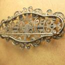 Art Deco Chrysoprase brooch genuine stone antique cut steel setting Spiritual protection