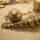 Gothic Vintage chandelier charm necklace and Brooch Enamel and pearls and genuine amethyst.
