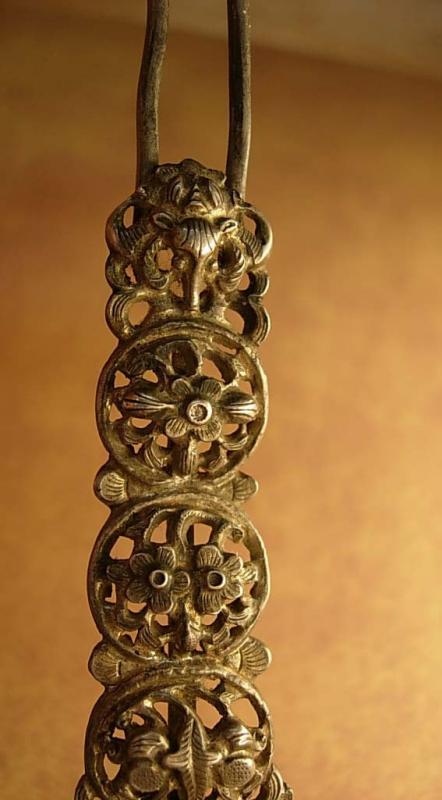 ANtique Chinese Hair pin with insects and lotus flower and dragonflies