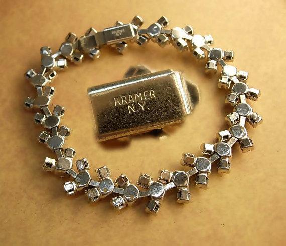 VIntage Kramer Rhinestone bracelet signed costume jewelry