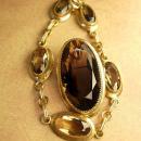 Vintage DEco BRacelet & Brooch Smoky Topaz signed pendant