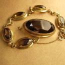 Vintage DEco BRacelet & Brooch Smoky Topaz signed pendant