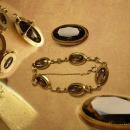 Vintage DEco BRacelet & Brooch Smoky Topaz signed pendant