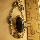 Vintage DEco BRacelet & Brooch Smoky Topaz signed pendant