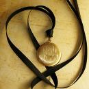 ANtique locket necklace Victorian photo locket with photo Black ribbon necklace