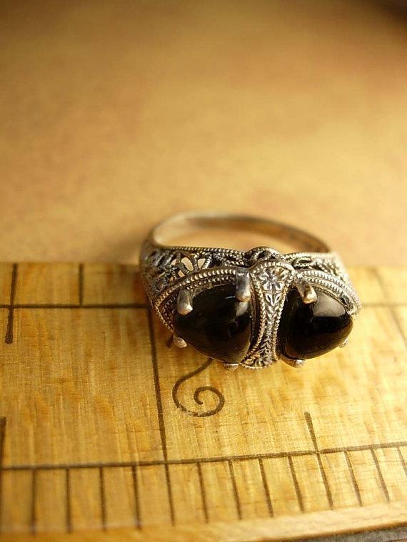 Art deco sterling ring Looks Like Fly or insect eyes Macabre goth