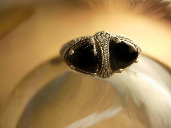 Art deco sterling ring Looks Like Fly or insect eyes Macabre goth