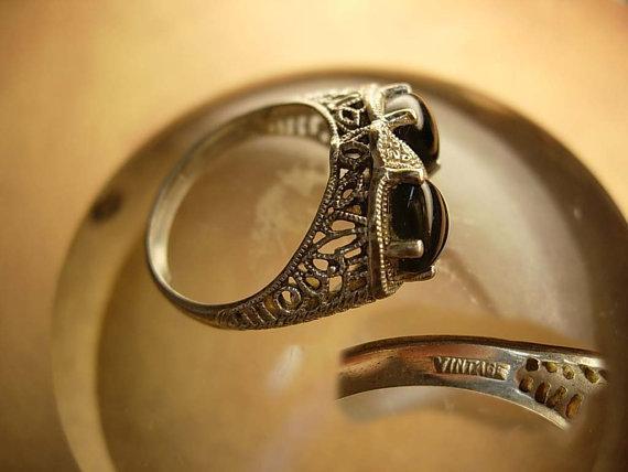Art deco sterling ring Looks Like Fly or insect eyes Macabre goth