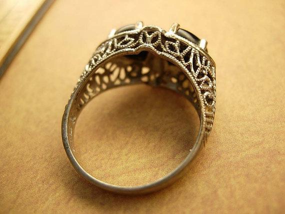 Art deco sterling ring Looks Like Fly or insect eyes Macabre goth