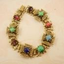 Vintage Victorian bookchain Bracelet Gothic maltese jeweled cross Medieval bracelet