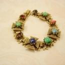 Vintage Victorian bookchain Bracelet Gothic maltese jeweled cross Medieval bracelet
