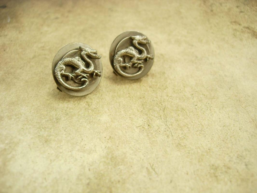Vintage Chinese Dragon earrings oriental clip on Asian creatures