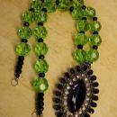 OOAK dramatic drop necklace rich purple and green huge glass beads very Gothic