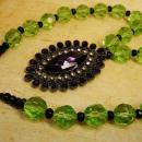 OOAK dramatic drop necklace rich purple and green huge glass beads very Gothic