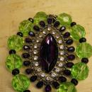 OOAK dramatic drop necklace rich purple and green huge glass beads very Gothic