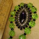 OOAK dramatic drop necklace rich purple and green huge glass beads very Gothic
