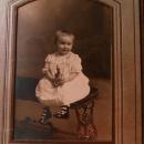 Antique Photo Girl with DUck toy child in dress with dressed duck in original card case