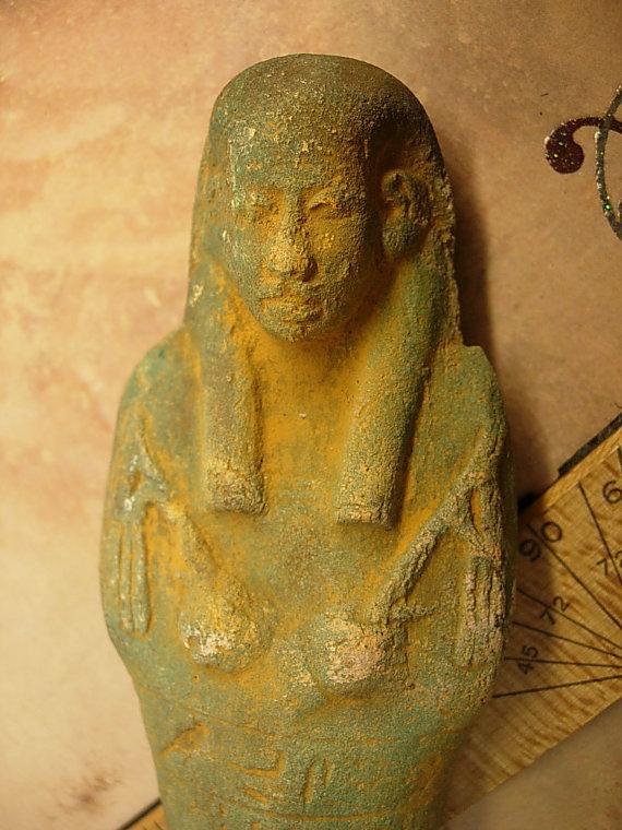 Egyptian funerary Faience statue God of death ushabi Osiris Placed in tomb after death artifact