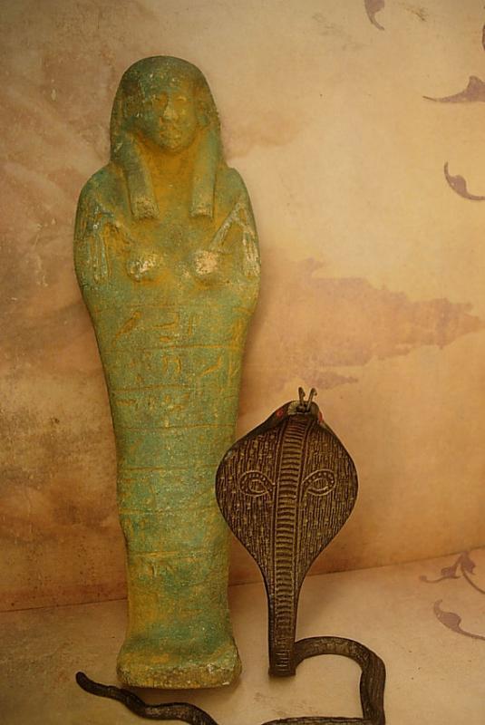Egyptian funerary Faience statue God of death ushabi Osiris Placed in tomb after death artifact