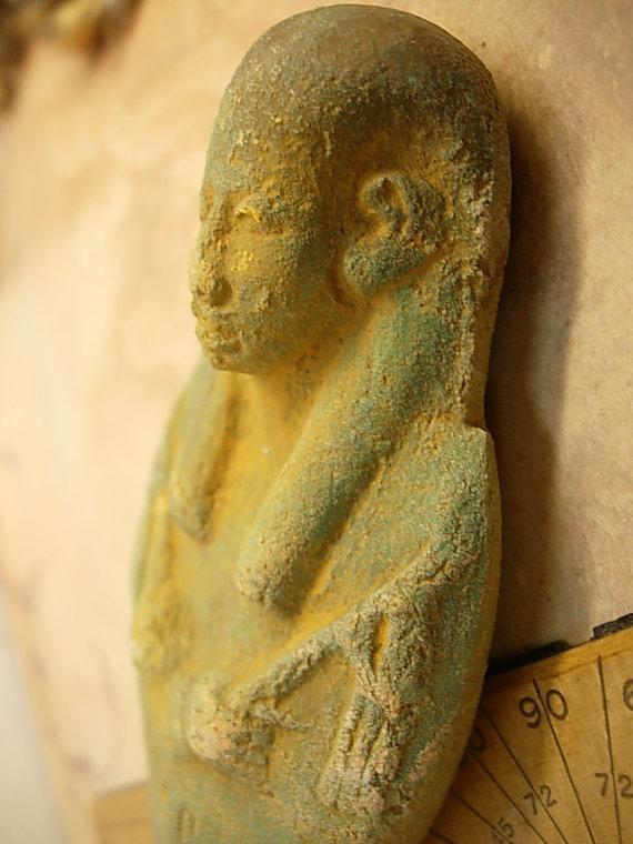Egyptian funerary Faience statue God of death ushabi Osiris Placed in tomb after death artifact