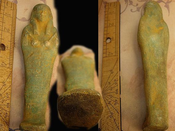 Egyptian funerary Faience statue God of death ushabi Osiris Placed in tomb after death artifact