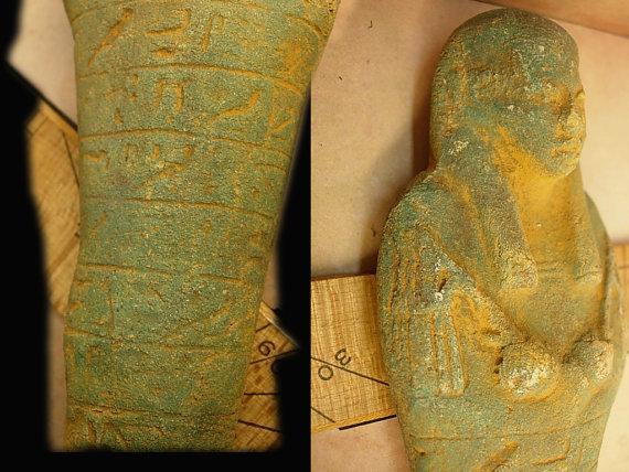 Egyptian funerary Faience statue God of death ushabi Osiris Placed in tomb after death artifact