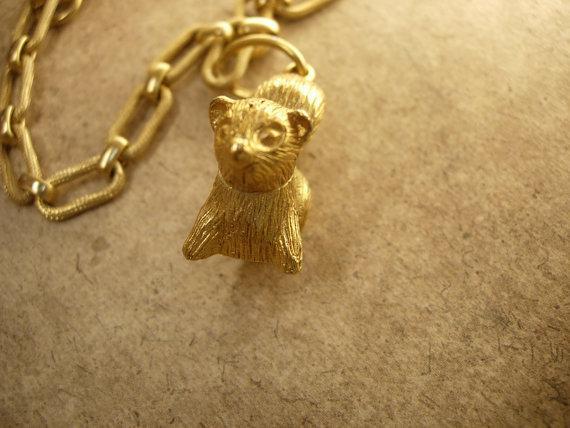 Vintage skunk perfume locket charm bracelet Little stinkers Charles Alton