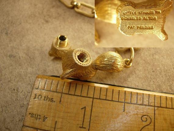 Vintage skunk perfume locket charm bracelet Little stinkers Charles Alton