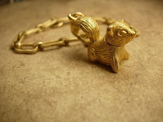 Vintage skunk perfume locket charm bracelet Little stinkers Charles Alton