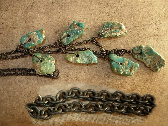 VIntage INdian Nugget sterling necklace Primitive work