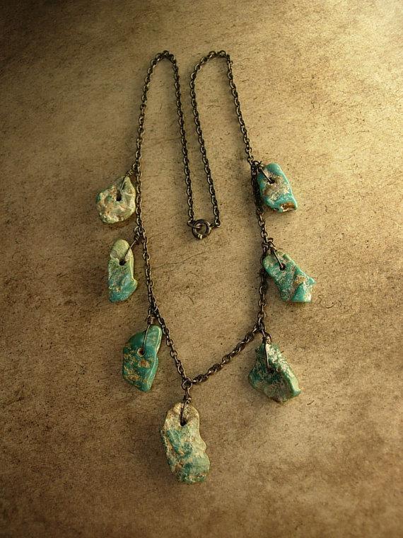 VIntage INdian Nugget sterling necklace Primitive work
