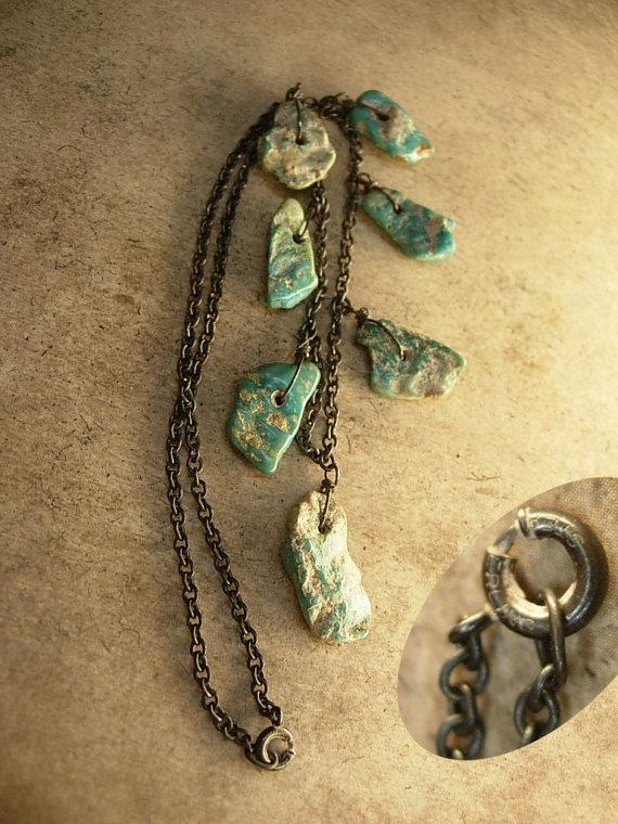 VIntage INdian Nugget sterling necklace Primitive work