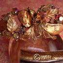 Vintage SIGNED Har Bracelet Big Baroque pearls and rhinestones clamper bangle